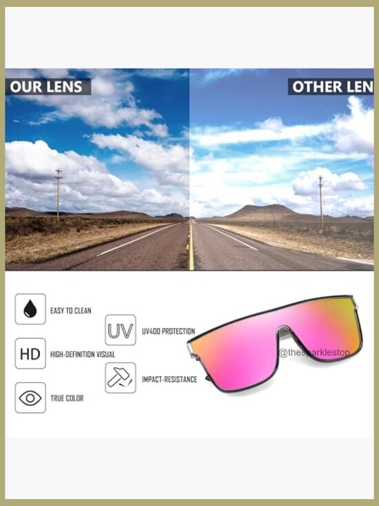 Oversized Flat Top Square Single Lens Mirrored Sunglasses UV400 main image 7